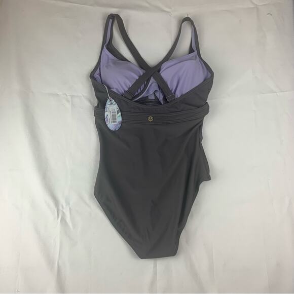 Prana women's small 34D gray new Aelyn One-Piece Swimsuit underwire athletic - Picture 7 of 13